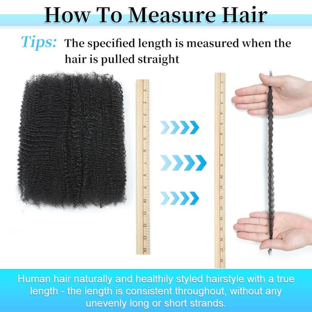 Detalle 2 de Renyarch Afro Kinkys Bulk Human Hair (16 inch, 4 bundles) for Spring Twists, Loc Repairs, and Braids