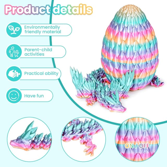 Detalle 2 de Olee Odee Drachen-Eier 3D gedruckt, bewegliche Figur, Sammler đ