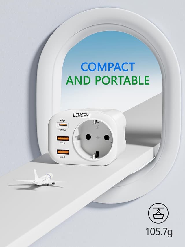 Thumbnail 5 de LENCENT Adaptateur voyage 4 en 1 Type M