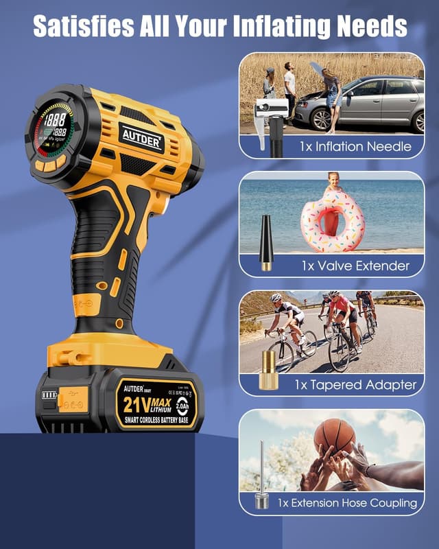 Thumbnail 6 de AUTDER Cordless Tyre Inflator 21V 180 PSI