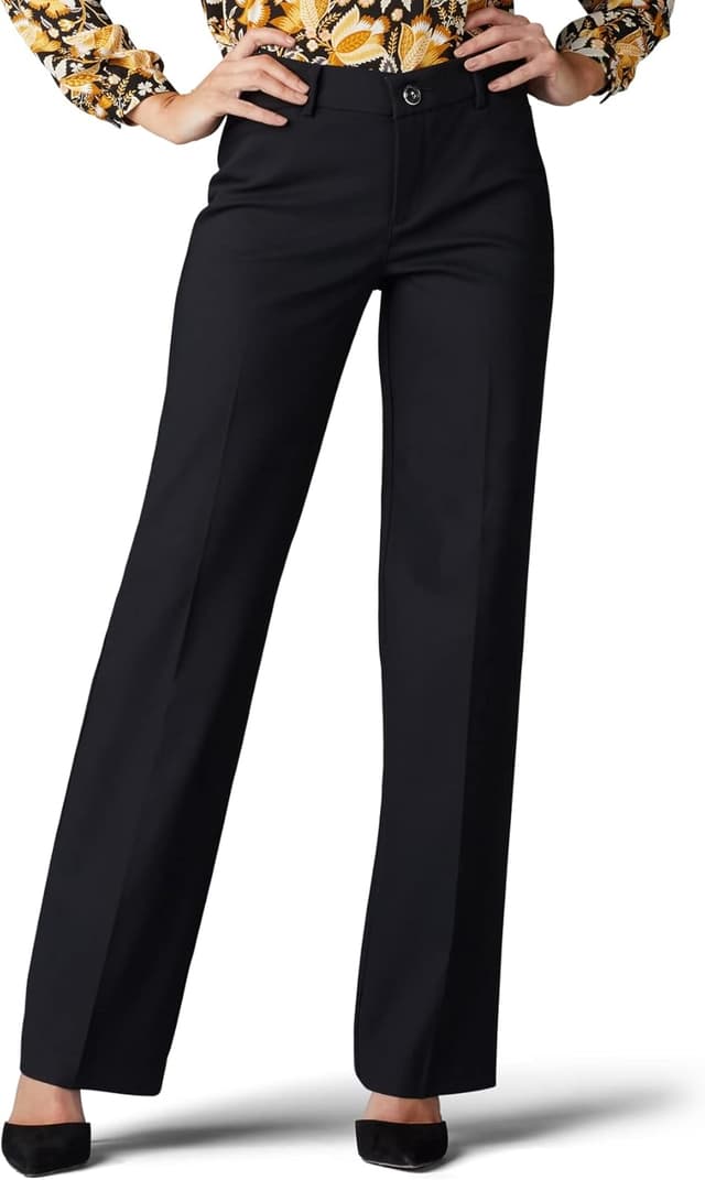 Detalle de Lee Women’s Flex Motion Regular Fit Trouser Pant (Work-Ready Mid-Rise Dress Pants)
