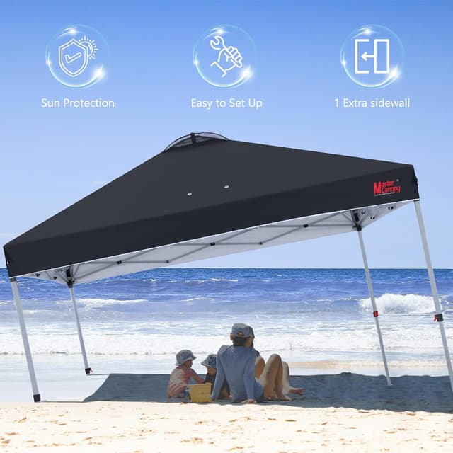 Detalle 2 de MASTERCANOPY Durable EZ Pop-up Gazebo Tent with 1 Sidewall (2.5x2.5M, Black)