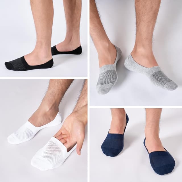 Detalle 2 de SukModen 8 Pairs No Show Loafer Socks for Men – Invisible Low Cut Bamboo Trainer Socks