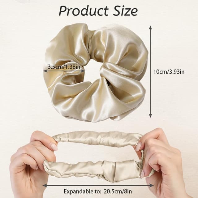 Detalle 2 de Aucuu 3 scrunchies in seta di gelso (grado 6A) con elastico morbido e confortevole