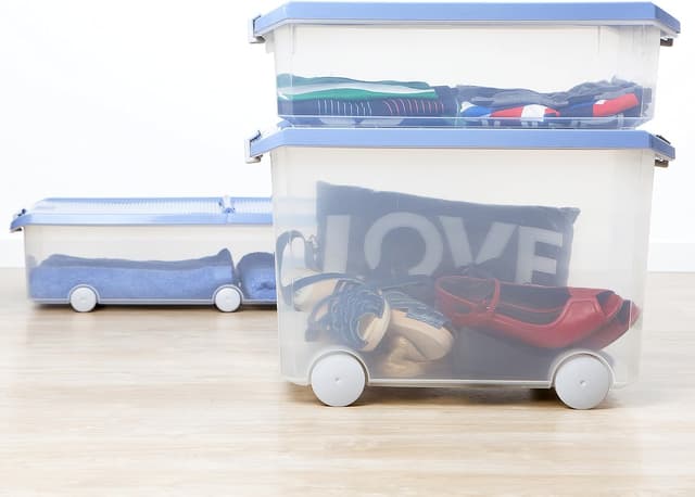 Detalle de TATAY Boîte de rangement avec couvercle 14 L Classic (27 x 39 x 19 cm) bleue, empilable et multiusage