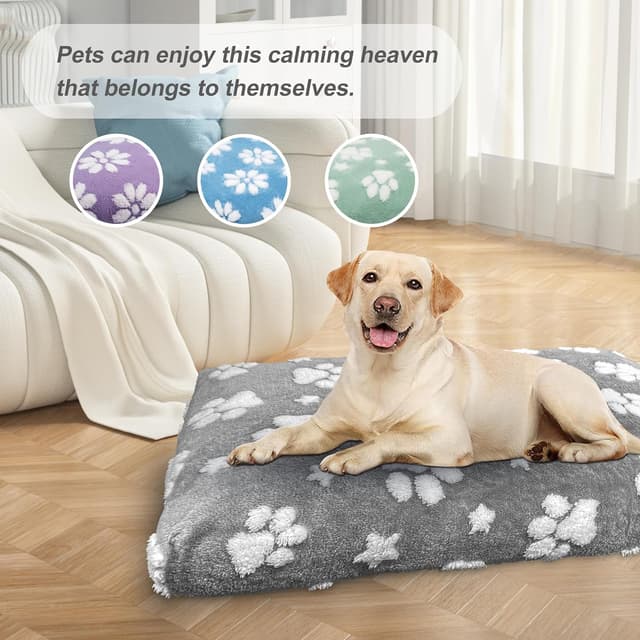 Detalle 2 de Yaning dog bed for large dogs (89x56x10cm) with removable washable cover and anti-slip base, grey paw