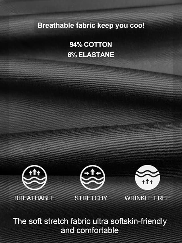 Detalle de PLEPAN Men’s Casual Cargo Joggers (Cotton Drawstring Chino Pants) — Twill Elastic Track Joggers