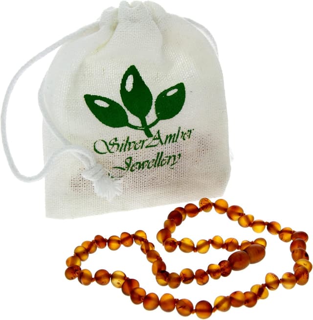 Detalle de Collier de cheville en ambre de la Baltique SilverAmber Jewellery, cognac/cerise/miel/citron/ombré (33 à 70 cm)