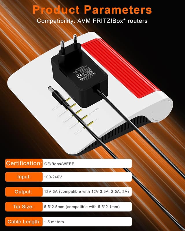 Detalle 1 de Sanicata 12V 3A Netzteil für AVM Fritz!Box