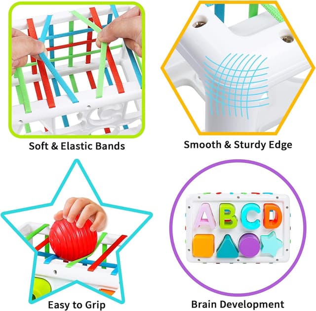 Detalle de DQMOON Montessori shape sorter cube toy for 1–2 year olds