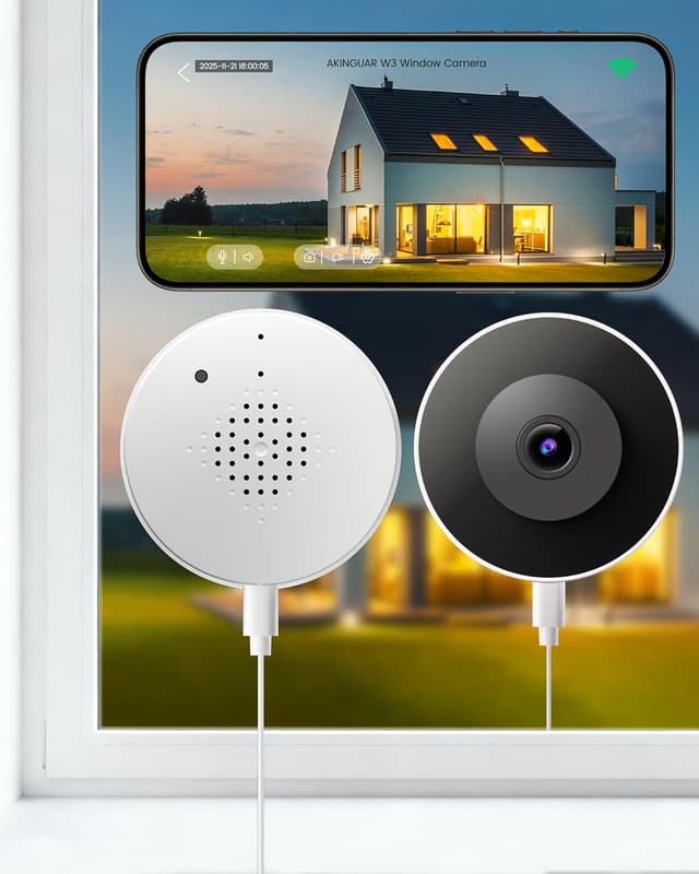 Detalle de AKINGUAR 2-Pack 3MP 2K Window Camera (WiFi 2.4GHz & 5GHz) with Full-Colour Night Vision & AI Alerts
