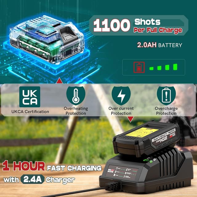 Thumbnail 6 de NEU MASTER Cordless Brad Nailer NTC0023-18 (18V Max) with 2.0Ah battery and charger