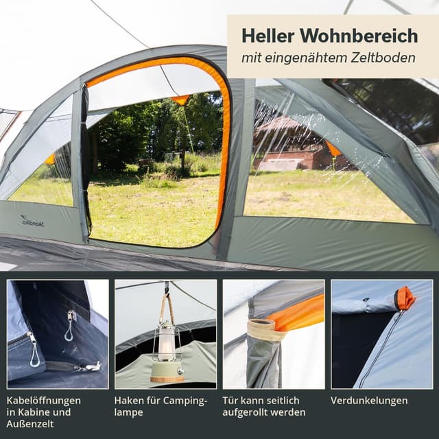 Detalle de Skandika Egersund Tunnelzelt für 3, 5 oder 7 Personen – mit Sleeper Technologie und wasserdichtem Außenzelt