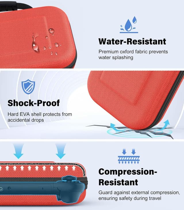 Detalle de MoKo Tasche für Nintendo Switch 2 – Schutz-Hülle mit Platz für 10 Spiele (2025), harte EVA-Schale, orange