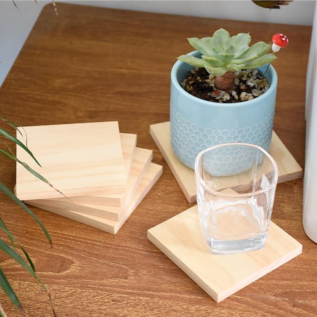 Thumbnail 6 de Unlackierte quadratische Holzblöcke zum Basteln (15 x 15 x 1,5 cm) aus Kiefernholz, 6 Stück – blanke Holzquadrate für DIY