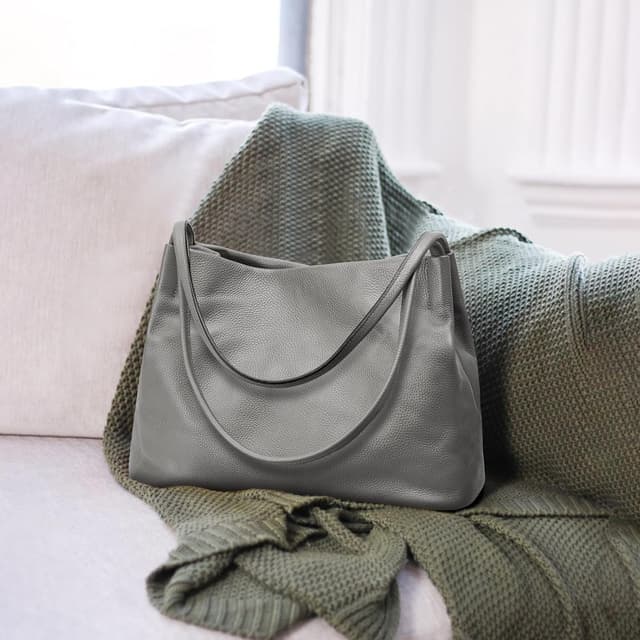 Thumbnail 6 de Kattee Soft Women Genuine Leather Tote Hobo Shoulder Bag with Magnetic Snap Closure (Medium)