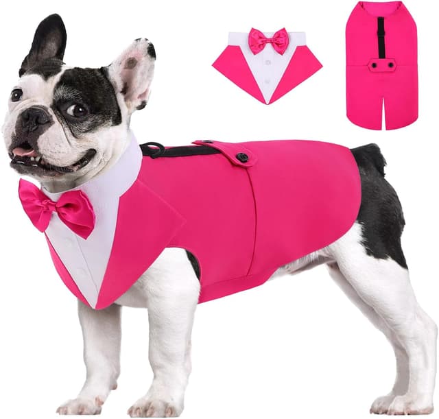 Detalle de AOFITEE Dog Tuxedo Formal Suit and Bandana Set with Detachable Bow Tie