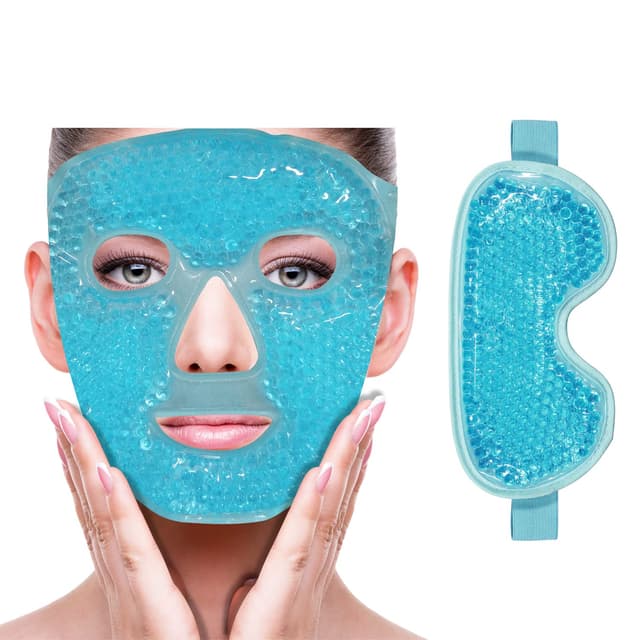 Detalle de ZNÖCUETÖD Cooling Ice Face & Eye Mask Gel Pack for Puffiness, Redness, Sinus, Migraine Relief