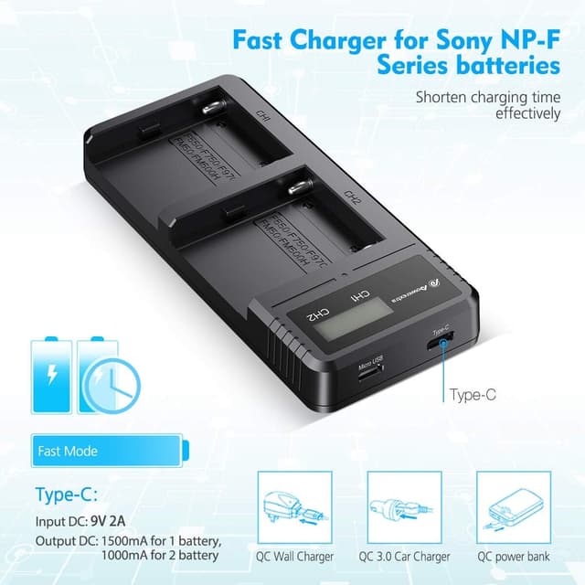 Detalle de Powerextra NP-F970 8800mAh Battery Pack and Charger