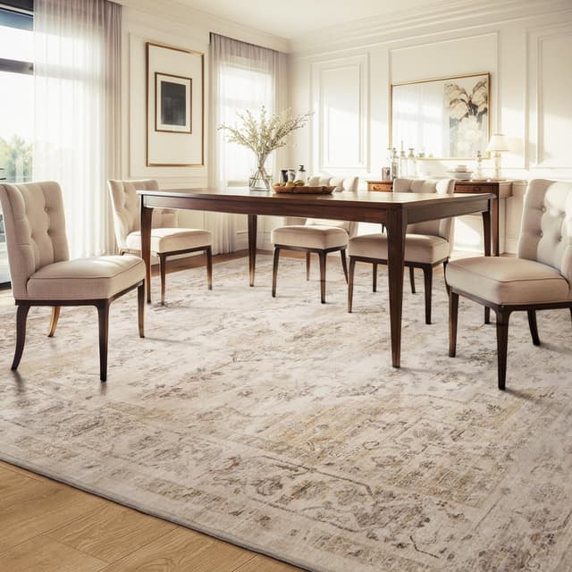 Thumbnail 6 de AMOAMI Area Rug 9x12 Vintage Soft Beige carpet