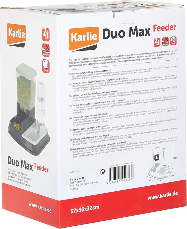 Detalle 2 de Karlie Futter- und Wasspender Duo Max L (37 cm) – Futterportionierung & Wasserspender in einem