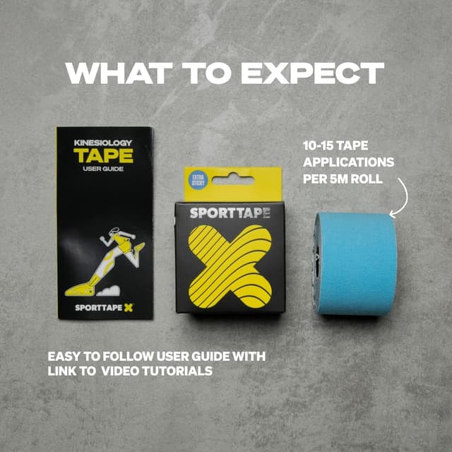 Thumbnail 6 de SPORTTAPE Original K Hypoallergenic Kinesiology Tape Roll 5cm x 5m (Blue) – waterproof support for shoulder, back & joints