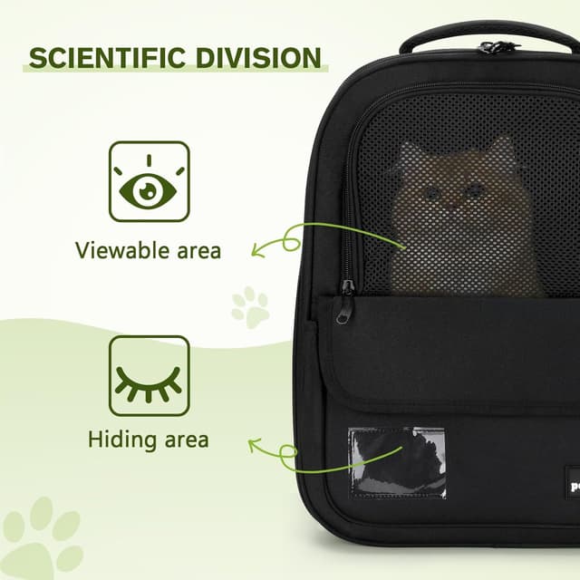 Detalle de Pecute Zaino Trasportino per Gatti e Cani 32 L, traspirante con tasche e finestra in rete