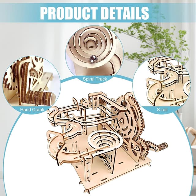 Detalle de 3D Wooden Puzzles Hand Cranked Marble Run 🧩