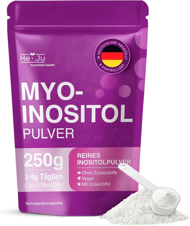 Detalle de Myo-Inositol Pulver 250 g (100% reines Myo-Inositol) – 4.000 mg pro Portion, vegan & geschmacksneutral inkl. Dosierlöffel
