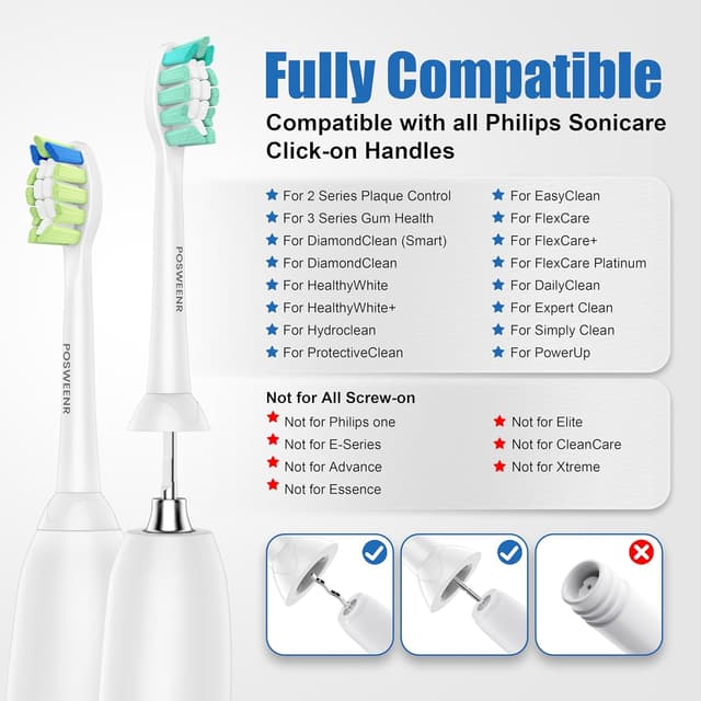 Thumbnail 4 de POSWEENR Replacement Toothbrush Heads 10 Pack 🪥