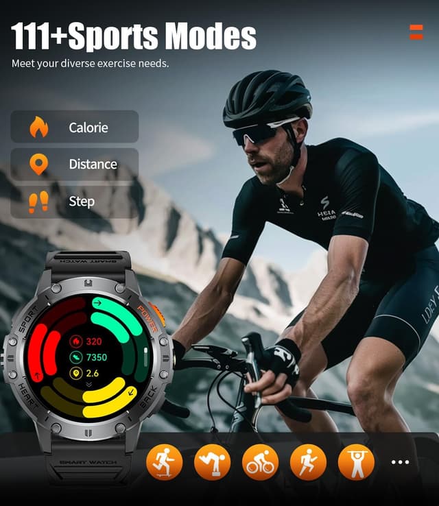 Detalle de LIGE 1.43" Military Smart Watch