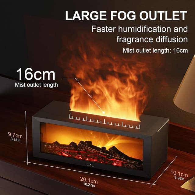 Detalle 2 de Diffuseur d’arômes avec cheminée LED Flame, humidificateur 4 en 1 et minuterie (4 modes)