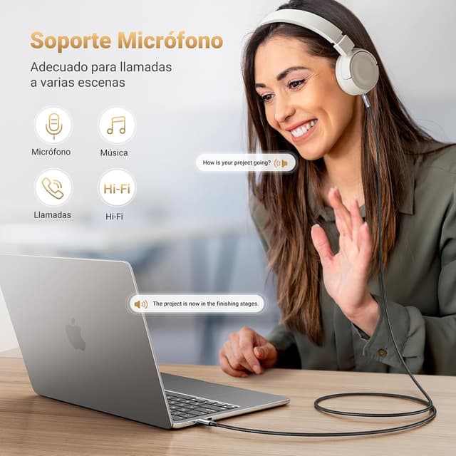 Detalle de UGREEN Cable USB C a 3,5 mm 2 m