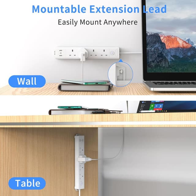 Detalle 2 de Mscien 4 Way 5m Extension Lead with 1 USB C 🔌