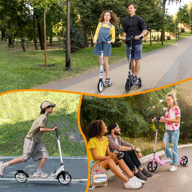 Thumbnail 6 de Kick Scooter for Kids (Ages 6+), Teens & Adults – Adjustable Handlebars, Rear Brake & Big Wheel Foldable Scooter