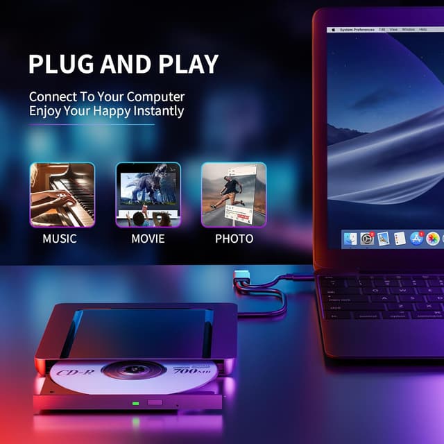 Detalle 2 de BHHB External CD/DVD-Laufwerk USB 3.0