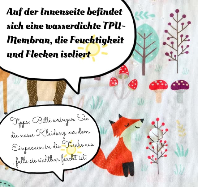 Detalle 2 de TRASUN Wetbag 2er-Set für Kindergarten: wasserdichte Nassbeutel/Organizer für Windeln & Schwimmsachen