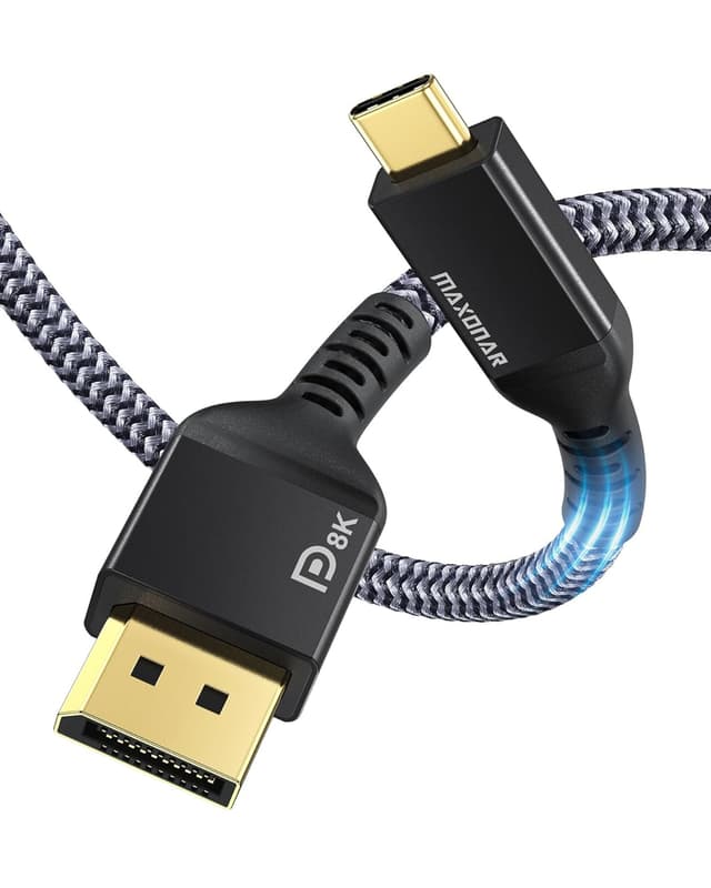 Detalle de Maxonar USB‑C auf DisplayPort 1.4 Kabel (Thunderbolt 3/4, unidirektional) für 8K@60Hz – 1 m, schwarz