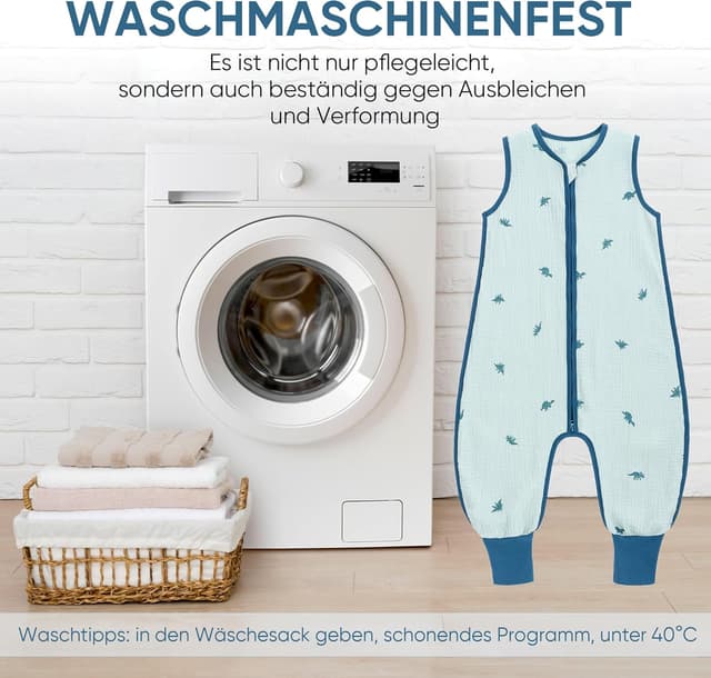 Thumbnail 6 de 2er-Set amo nenes Baby-Schlafsack Sommer mit Füßen 0,5 Tog aus Baumwolle (Musselin) – Jungen & Mädchen