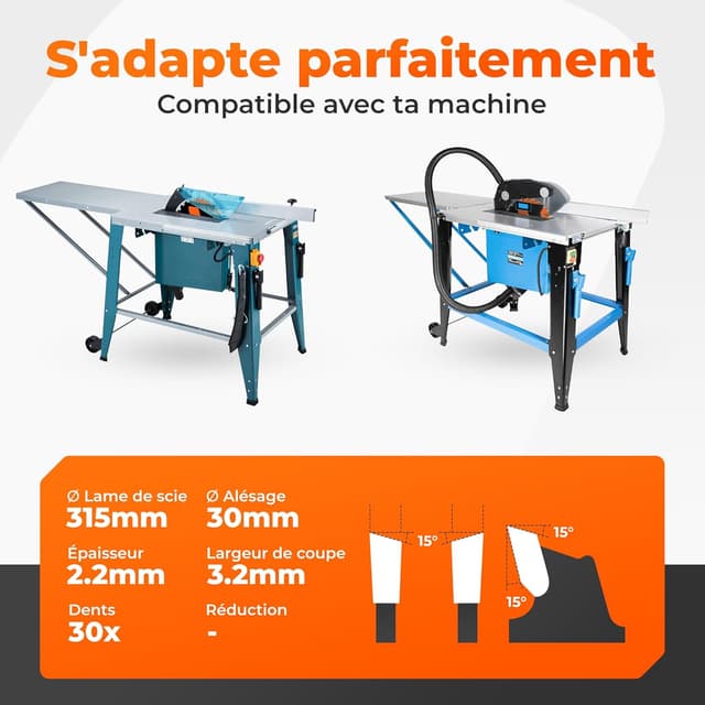 Detalle 2 de Lame de scie circulaire BAUBECK 315 x 30 mm, coupe rapide dans le bois (30 dents)