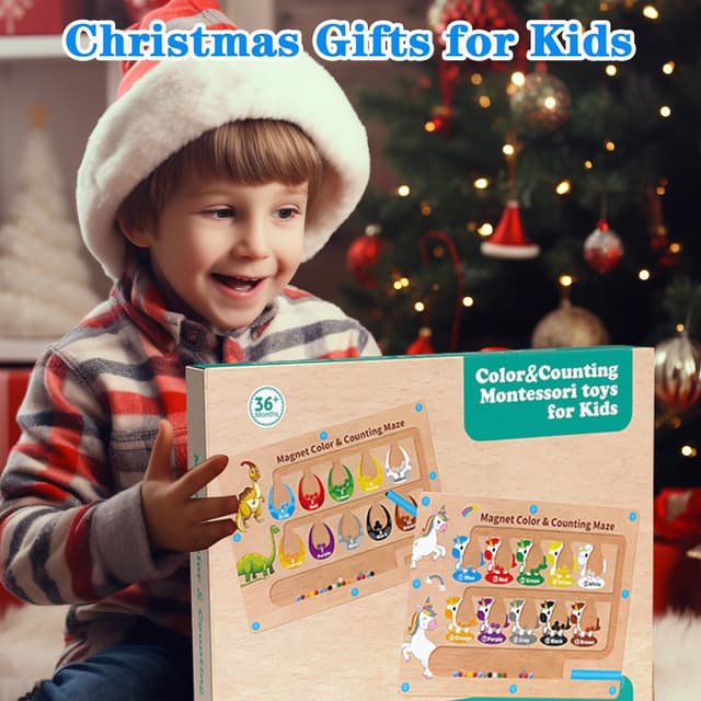 Detalle de HONGID Dinosaur Toys Magnetic Color and Number Maze Montessori Learning Board for Ages 2–5