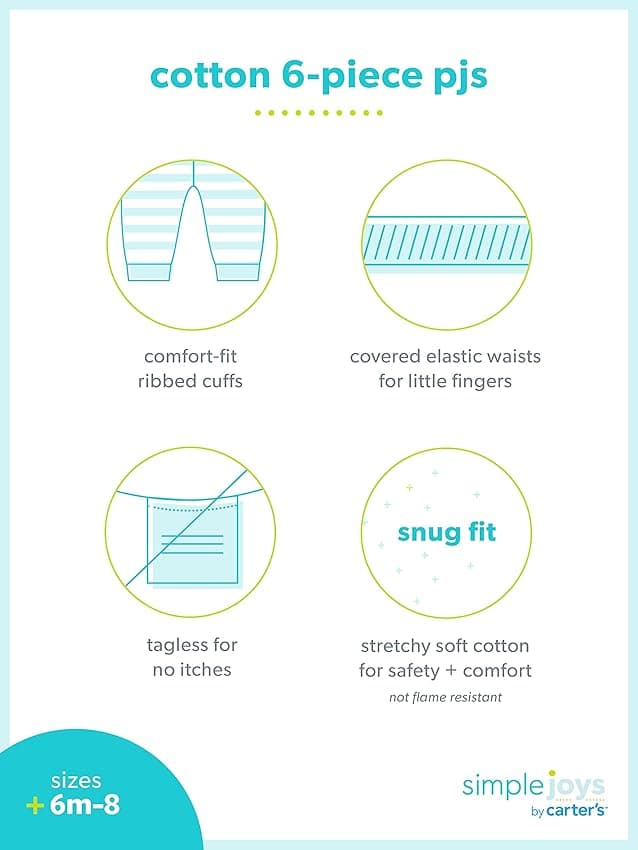 Thumbnail 6 de Simple Joys Carter's Pijama 6 piezas Dinos y Rayas🦖🦈