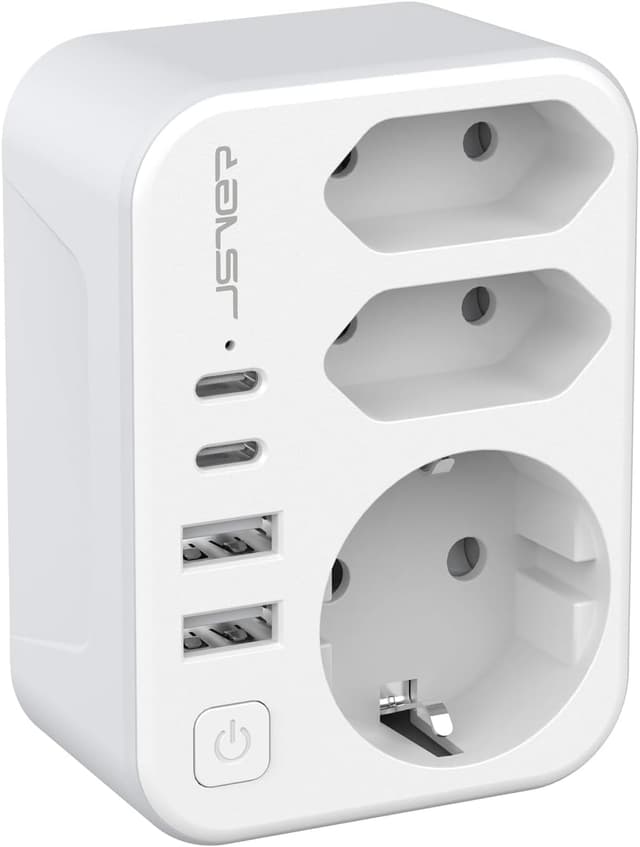 Detalle de JSVER Adaptateur de voyage France/Europe vers Royaume-Uni (Type G) – 2 USB-A + 2 USB-C