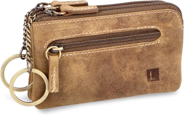 Detalle de XXL Schlüsseltasche aus Leder mit 3 Fächern