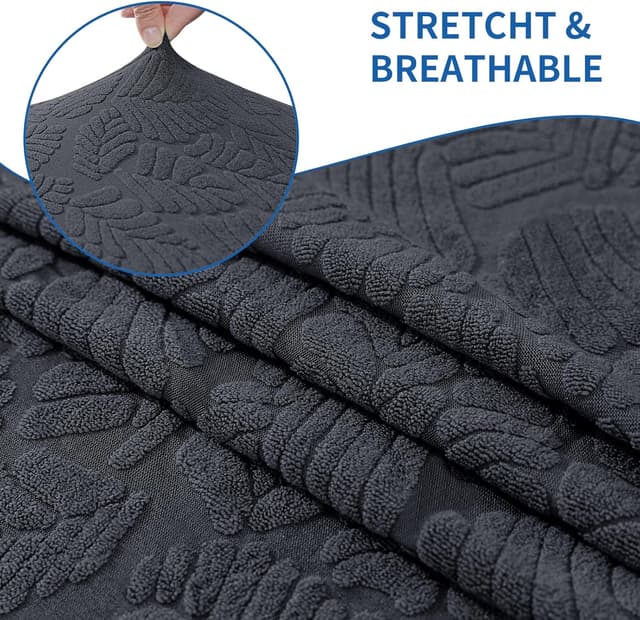 Detalle de YSTELLAA Copridivano 3 posti con braccioli elasticizzato lavabile antiscivolo antimacchia, grigio scuro