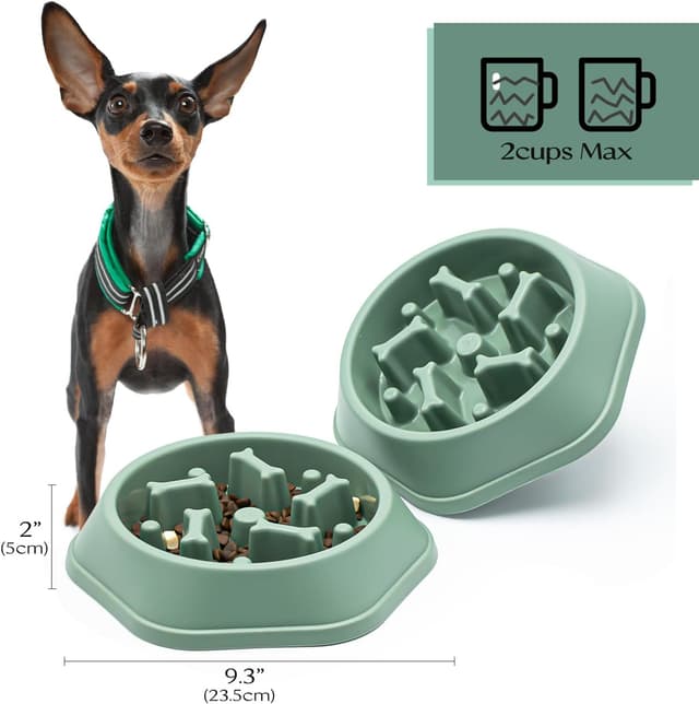 Detalle 2 de Slow feeder dog bowl 2 cups green