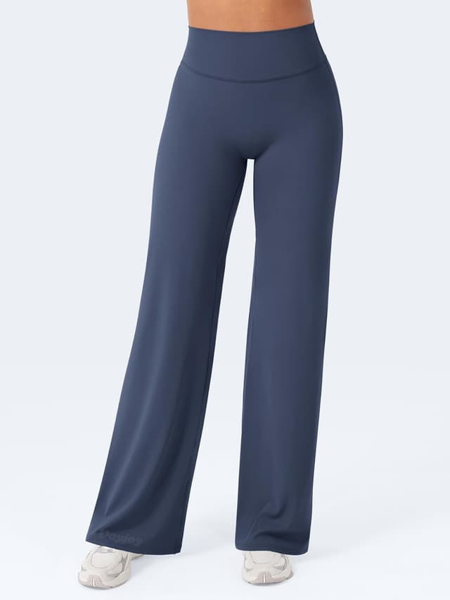 Detalle de VOYJOY Straight Leggings Bottoms Wide-Leg High-Waist Sweatpants (29"–35" Inseam)