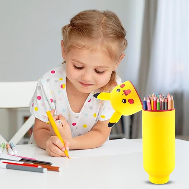 Detalle 2 de Hkyiowdp Silikon-Federmäppchen mit Zip-Deckel (Blau, Cartoon-Motiv) – Silikontasche Etui