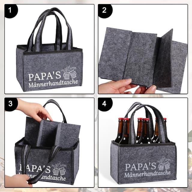 Detalle 2 de Papa Handtasche Bier 6 Flaschen Filz
