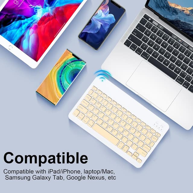 Detalle de Universal Ultra-Slim Rechargeable Wireless Keyboard (Yellow) for iPad, Android Tablets, Windows & iOS